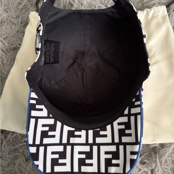 Fendi FF Zucca Monogram Logo Baseball Cap Blue Trim - Picture 6 of 9